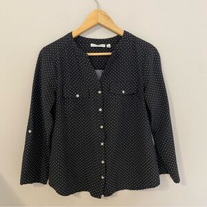 Notations Black and White Dot Business Dress 3/4 sleeve Top